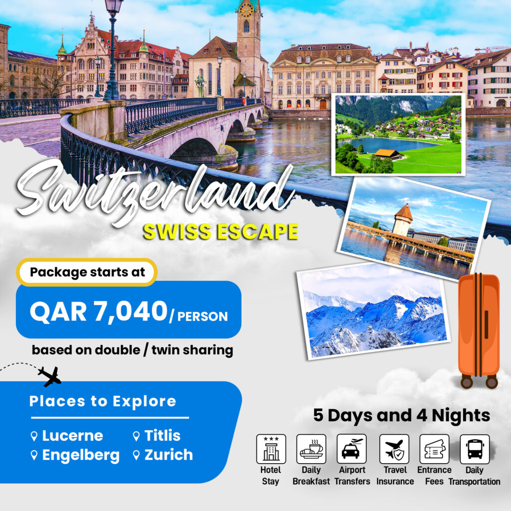 Explore the stunning traditional alpine village, majestic peak, and iconic Swiss cities with our Switzerland 5-day tour!