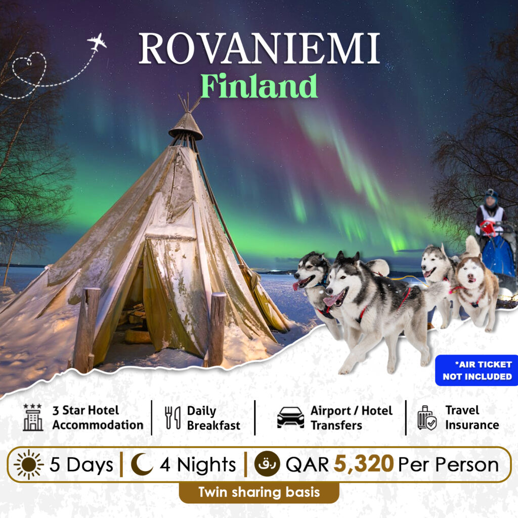 Experience the magic of the Northern Lights and breathtaking landscapes on an unforgettable escape in Finland with our 5-day tour package.